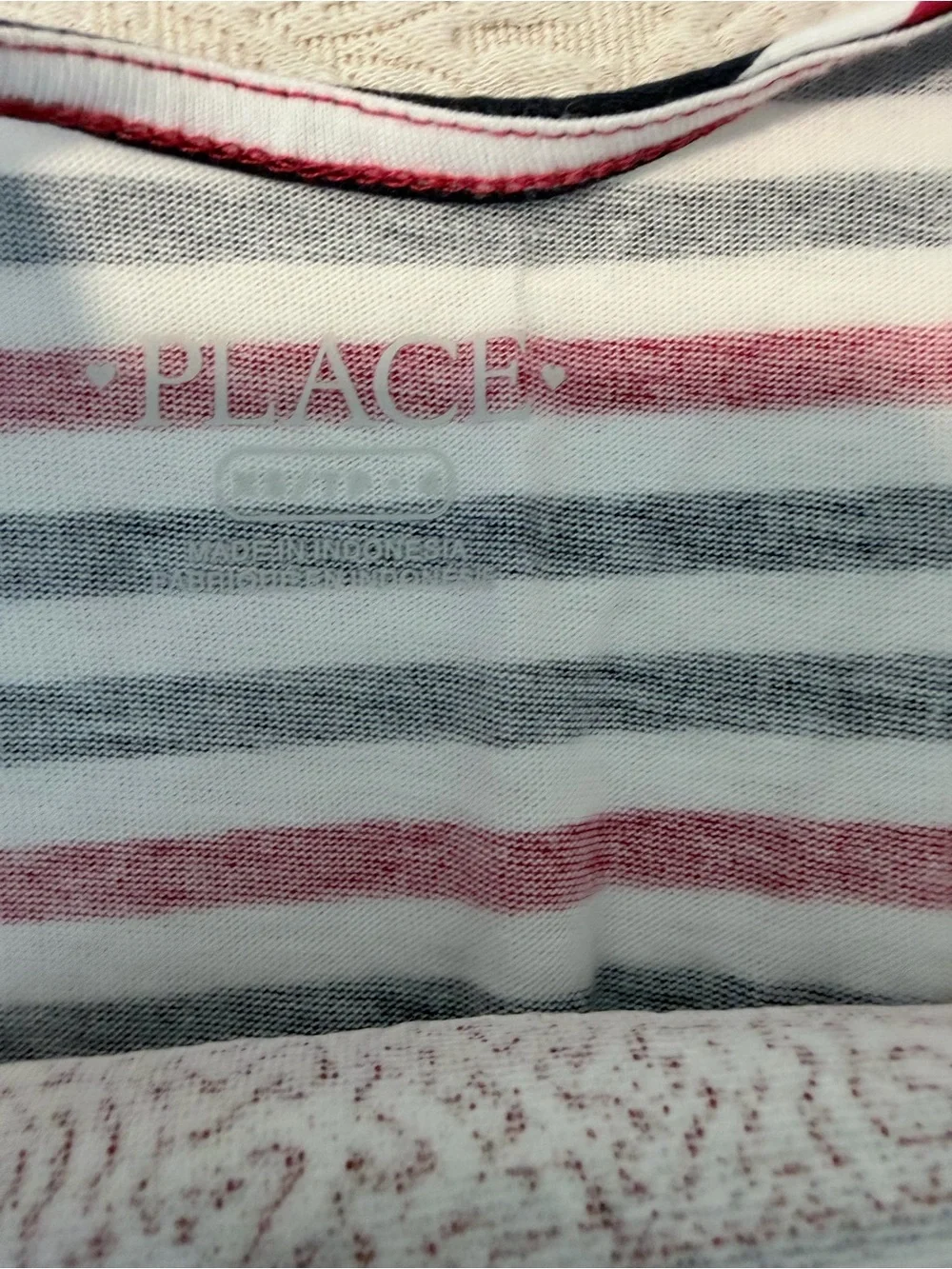 The Children's Place Navy and White Striped Romper with Red Sequin Star